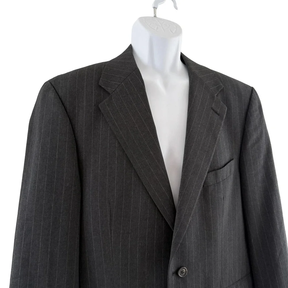 Polo University Club Ralph Lauren Suit Jacket Mens 41 Short Gray Pinstripe‎ Wool
